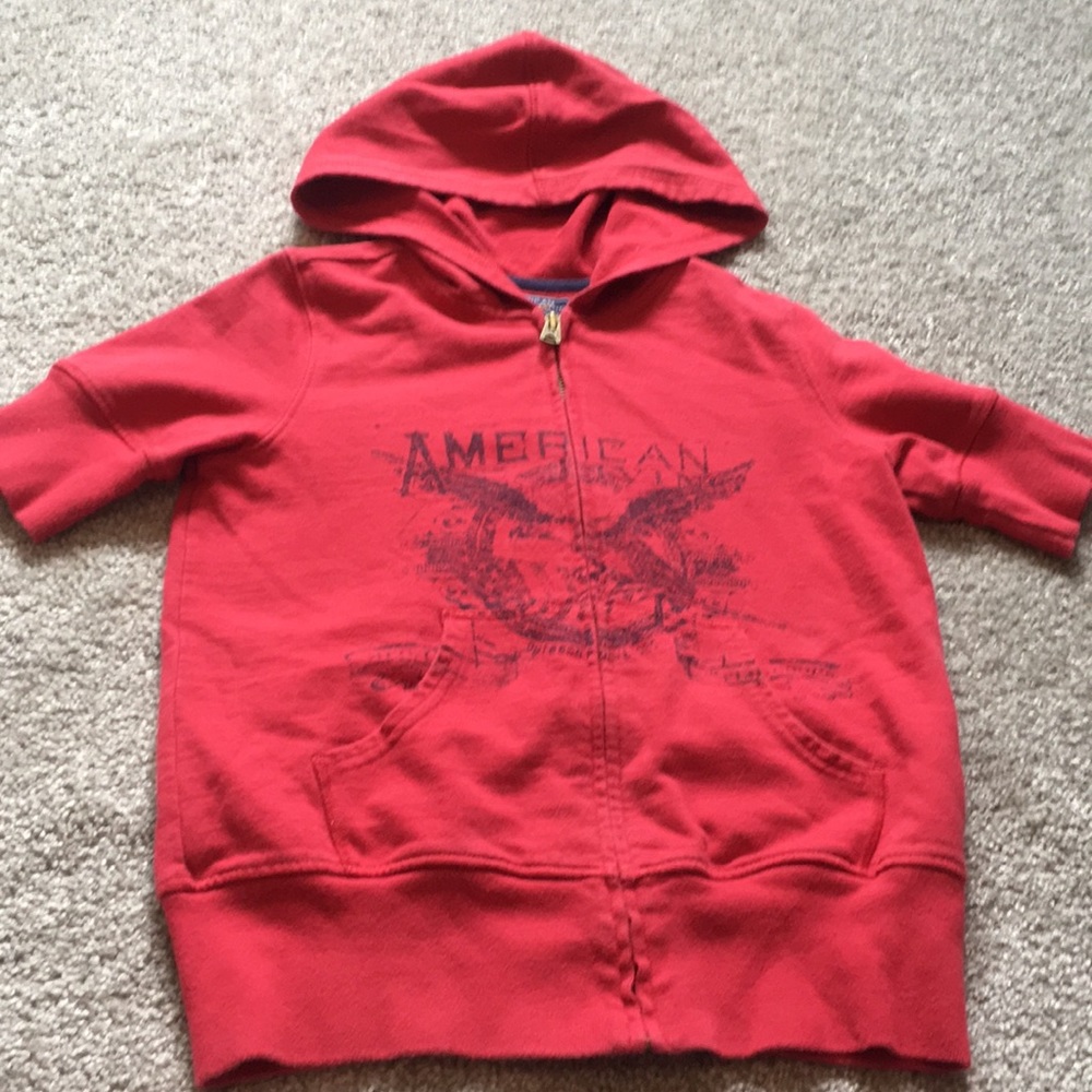 Light sweat shirt material short sleeve jacket